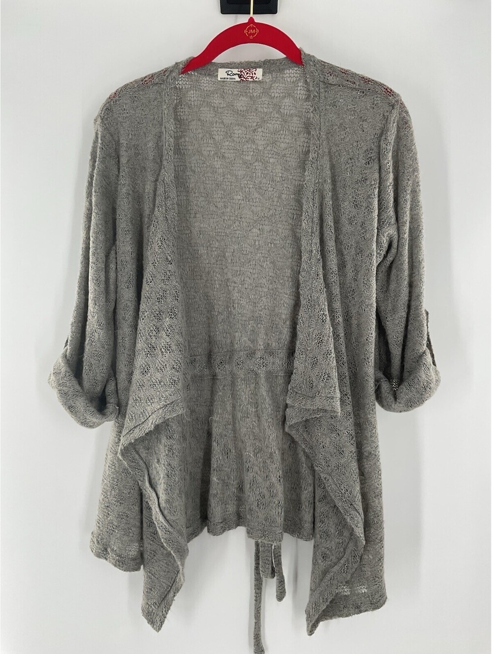 Romy Women’s Size Medium Cardigan Sweater With Belt Tie Gray 121